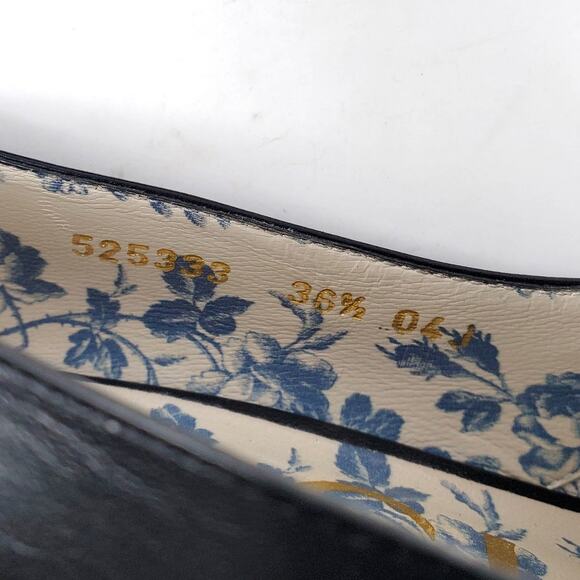 Gucci GG Marmont Victoire Pumps Interlock Leather Black 525333 Size 36.5 US 6.5 - Picture 9 of 13